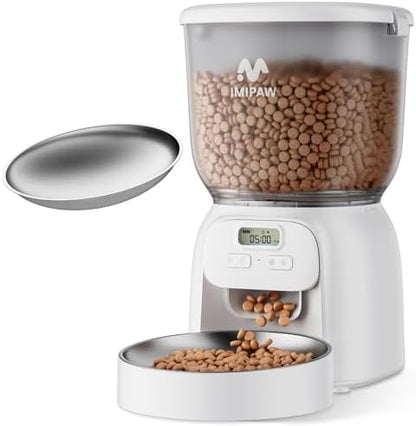 IMIPAW PET Automatic Cat Feeder: 4L Cat Food Dispenser Timed Precise Auto Feeder Programmable 1-6 Meals- Easy to Clean& Dual Power with Desiccant Bag Keeps Food Fresh- Reliable Pet Feeder for Cats by IMIPAWPET
