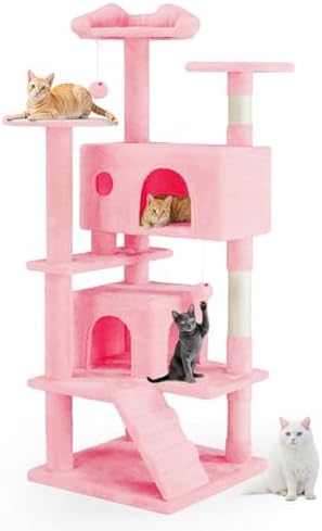 54 Inch Cat Tree Tower with Natural Sisal Scratching Post by Aidoly