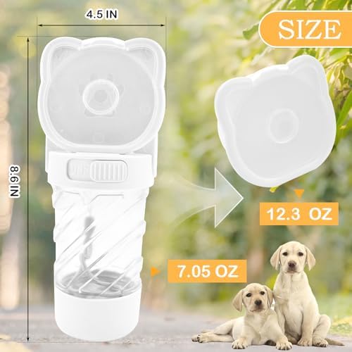 Pet Water Bottle for Dogs,Portable Dog Water Bowl Dispenser,Leak Proof Puppy Travel Bottle with Food Container for Outdoor Walking Hiking (19 OZ,White) - Image 2