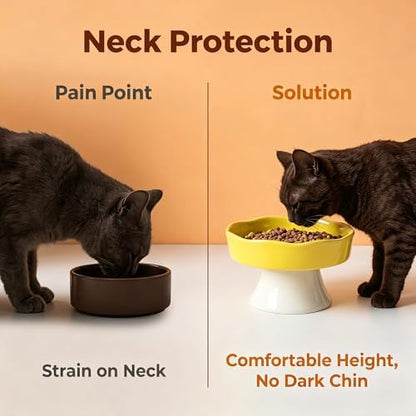 Vexilion Slow Food Pet Bowl, Ceramic, Yellow, Elevated Base Design, Prevent Pet from Too Fast - Image 6