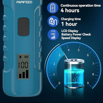 PAPIFFEED Dog Nail Grinder with LCD Display – Quiet Electric Nail Trimmer with Dual LED Light, Safe for Black & Thick Nails, Rechargeable for Small Medium Large Dogs & Cats (Blue) - Image 6