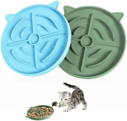 MateeyLife 2 Pcs Silicone Slow Feeder Cat Bowl, Puzzle Feeder Cat Food Dish, Non-Slip Silicone Bowl for Cats, Suitable for Dry and Wet Foods, Kitty Bowls to Slow Down Eating, Prevent Overeating by MateeyLife