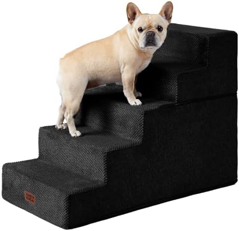 EHEYCIGA Dog Stairs for High Bed 25" H, Extra Wide Dog 5-Step, Black by EHEYCIGA