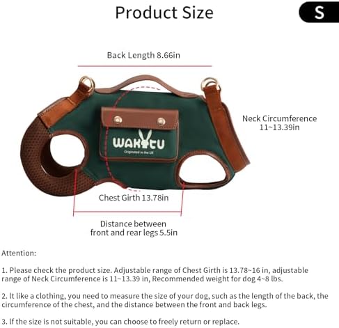 Wakytu Dog Lift Harness Dog Carrier Sling for Small Dogs & Cats,S - Image 5