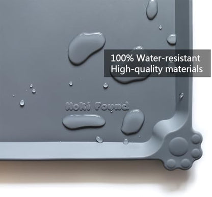 Hoki Found Large Silicone Pet Feeding Tray - Waterproof Dog Pet Cat Feeding Mat - Non Slip Pet Dog Cat Food Bowl Mats Placemat -Pet Water Mats for Carpet -Gray - Image 3