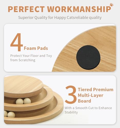 Made4Pets Cat Scratching Post for Indoor Cats with Ball Track 23.4" - Image 6
