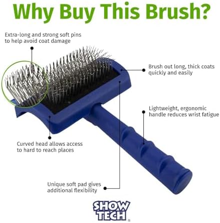 Show Tech Tuffer Than Tangles Slicker Brush for Dog Grooming with Long, Firm Pins, Medium Size, Perfect for Doodle Breeds, Angled Pins for Dematting, Remove Undercoat, Comfort Grip Handle - Image 2