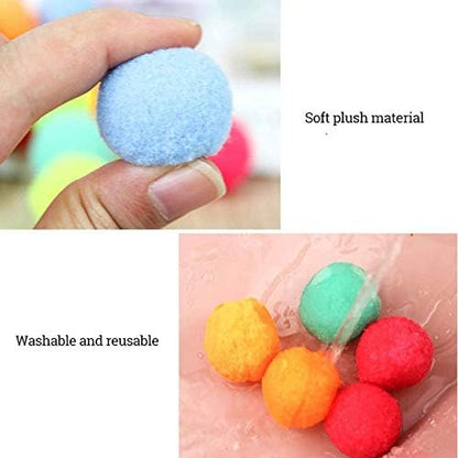 VOVIGGOL 30Pcs 1.3 Inch Cat Toy Balls Soft Kitten Pompom Toys Indoor Cats Interactive Playing Quiet Ball Cats Favorite Toy, Cat Pom Pom Balls for Craft DIY Creative Crafts Decorations (Assorted Color) - Image 2