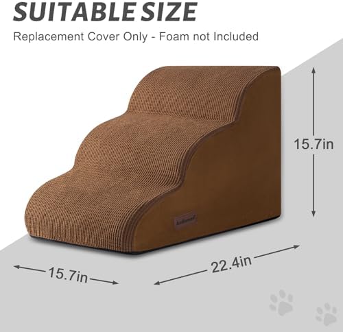 3-Step Dog Stairs Replacement Cover(for AODISMAN Pet Ramp Only),Brown - Image 2