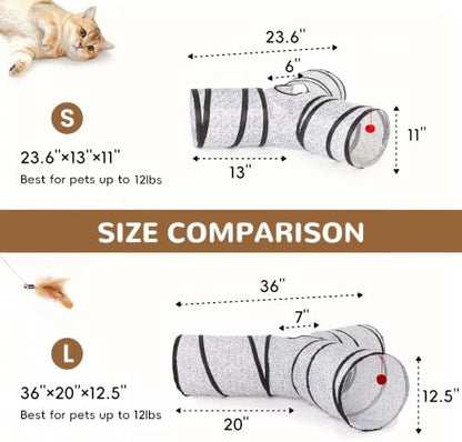 Tempcore Cat Tunnel, 3-Way Collapsible Toy, Large Size Grey Coin - Image 2