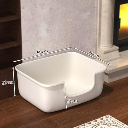 Large Cat Litter Box with High Sides, Open Kitty Litter Boxes Anti-Splashing for Indoor Cat Low Entry Cat Litter Pan for Small and Elderly Cats, Tool-Free Assembly(19.7” * 15.76” * 8.67” White) - Image 3