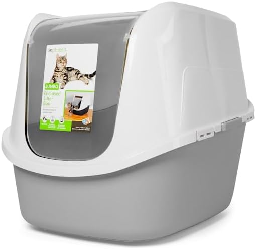 So Phresh Jumbo Enclosed Cat Litter Box Grey 23.4" L X 19.3" W X 18.5" H