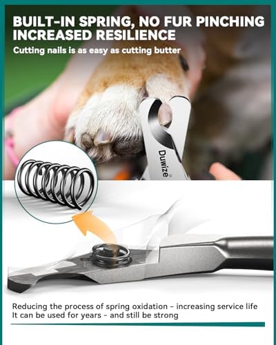Dog Nail Clippers - All Steel Material, 1.22-Inch Large Opening, Built-in Spring, No Fur Pinch, for Medium to Large Dogs and Cats, Professional Pet Nail Trimmers, with Free Nail File (Matte) - Image 3