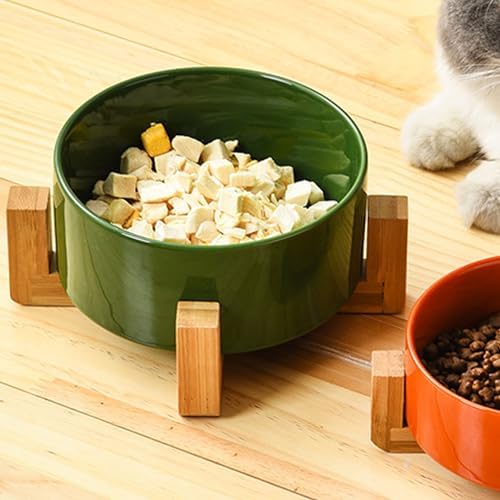 Petygooing Ceramic Dog Bowl Set with Stand, Cat & Dog Food and Water Bowls, Medium Size - Anti-Slip Set of 2 - 28 OZ /3.6 Cups - Rust Green - Image 5