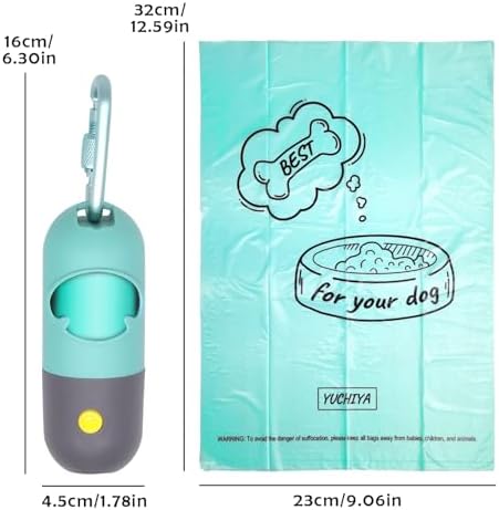 YUCHIYA Dog Poop Bags Holder with LED Flashlight, 15 Crystal Blue Bags, 3 Accessories, 3 LR44 Batteries Included - Image 6