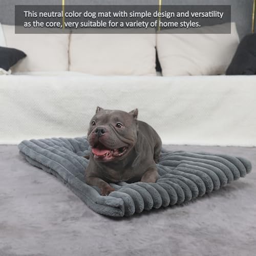Dog Beds Crate Pad for Medium to Large Dogs Ultra Soft Dog Mat for Crate or Cage 36 Inch Washable and Anti-Slip Fluffy Flat Kennel Pad for Pets Cozy Sleeping Mattress Cushion,35" x 23",Grey - Image 2