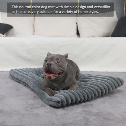 Dog Beds Crate Pad for Medium to Large Dogs Ultra Soft Dog Mat for Crate or Cage 36 Inch Washable and Anti-Slip Fluffy Flat Kennel Pad for Pets Cozy Sleeping Mattress Cushion,35" x 23",Grey - Image 2
