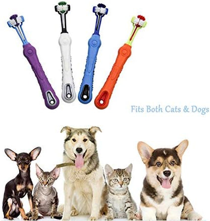 Orgrimmar 4 Pcs 3-Sided Pet Toothbrush Dog Cat Mouth Dental Teeth Care - Image 6