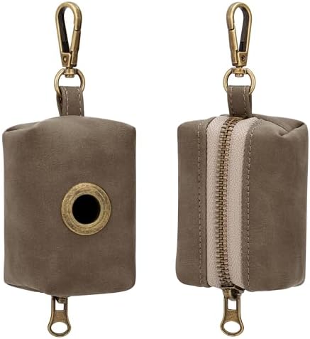 Didog Dog Poop Bag Holder for Leash, Stylish PU Leather, Brown - Image 2