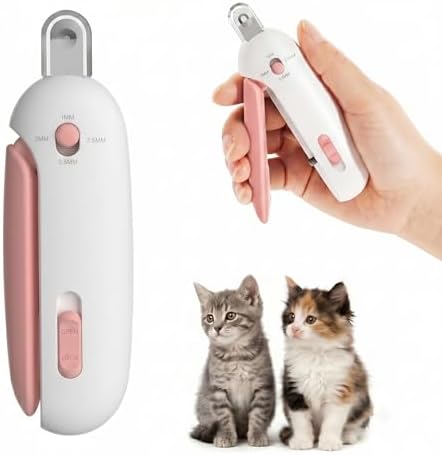 Cat Nail Clippers, Adjustable Hole Anti Over Cutting Trimmer with Hidden File & Anti-Splash Storage for Small Pets (Pink) by JuuneLyric