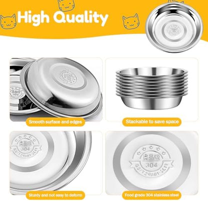5 Pcs Stainless Steel Cat Bowls, 5.5 in Shallow Wide Cat Food Bowls - Image 4