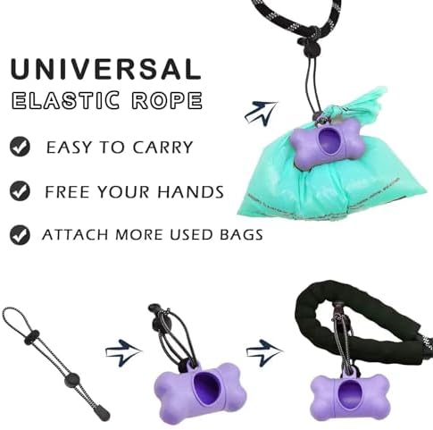 Dog Poop Pickup Bags Holder Dispenser with Standard-Sized Leak-Proof Scented Doggy Waste Bags and Carabiner Hook and Loop Fastener Never Loose on Leash Lead Again (2 Holder 30 Bags, Purple) - Image 4