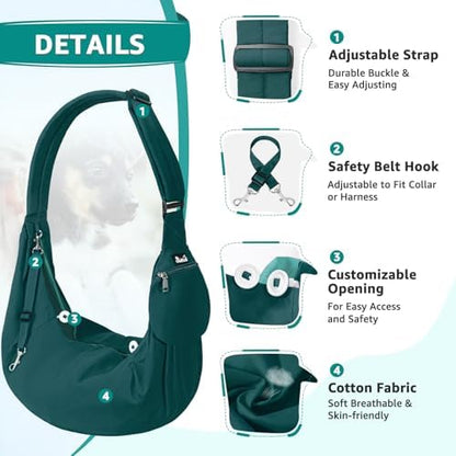 SlowTon Dog Carrier Sling - Thick Padded Shoulder Strap Adjustable, Green S - Image 2