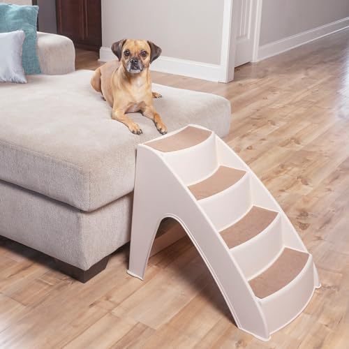 PetSafe CozyUp Dog Stairs - 4 Step Design Pet Stairs - Dog Steps for High Beds, Sofa - Pet Steps Safety Features include Siderails, Non-Slip Pads, Durable, Lightweight, Support up to 70 lbs, Tan - Image 2
