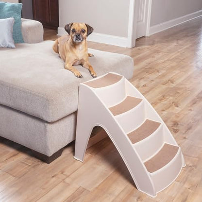PetSafe CozyUp Dog Stairs - 4 Step Design Pet Stairs - Dog Steps for High Beds, Sofa - Pet Steps Safety Features include Siderails, Non-Slip Pads, Durable, Lightweight, Support up to 70 lbs, Tan - Image 2