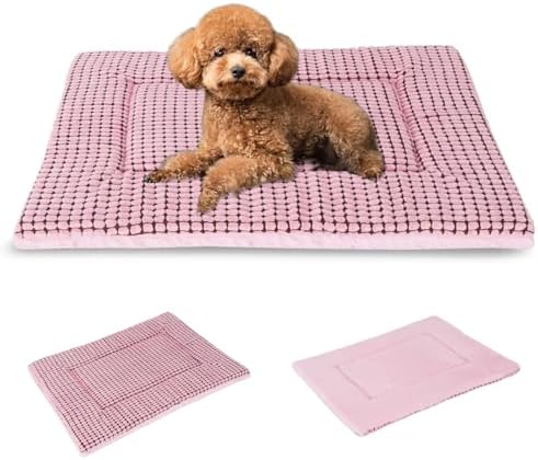 BVAGSS Reversible Dog Crate Pad, Memory Foam Pet Bed Mat, Soft Warm Machine Washable Sleeping Kennel Mattress for Small Medium Dogs XH079 (24''x18''x1.6'',Pink) by BVAGSS