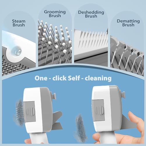 Cat Steam Brush, 5-in-1 Self-Cleaning Spray Deshedding Tool, with Shampoo - Image 3