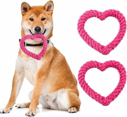 Pink Cute Dog/Cat Chew Toys, Dog Toys for Chewers, Heavy Duty Dental Dog Rope Toy for Dogs, Creative Love Heart Shaped Interactive Rope Dog Toys, Cotton Puppy Teething Chew Tug Toy Dark Pet Supplies by Unknown