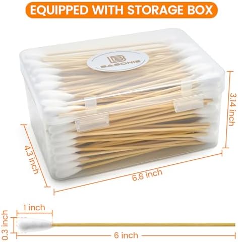 300PCS FSC Bamboo Pet Cotton Swabs, 6-Inch Large Tips for Dogs & Cats - Image 6