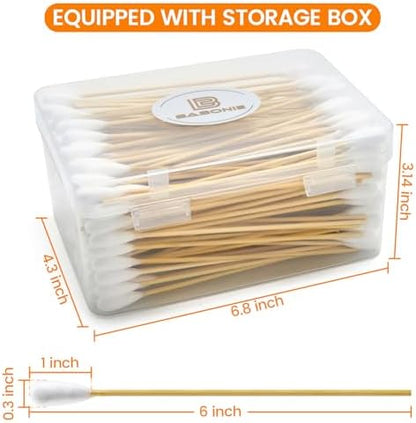 300PCS FSC Bamboo Pet Cotton Swabs, 6-Inch Large Tips for Dogs & Cats - Image 6