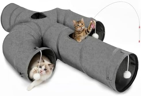 Ownpets Cactus Cat Tunnel 12" with Peek Holes for Indoor Large Cat, Grey by Ownpets