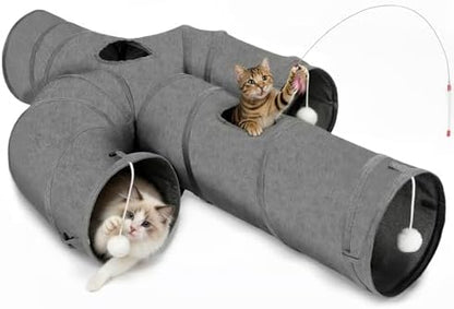 Ownpets Cactus Cat Tunnel 12" with Peek Holes for Indoor Large Cat, Grey by Ownpets
