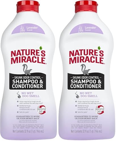 Nature's Miracle Skunk Odor Control Shampoo & Conditioner Lavender Scent 32 Ounces, Odor Control Formula (Pack of 2) by NaturesMiracle