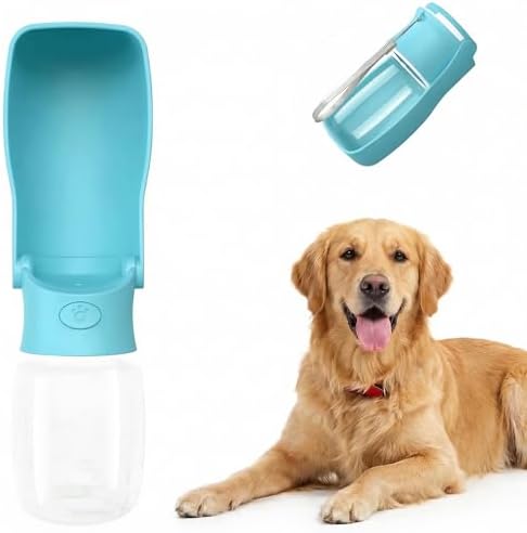 Portable Dog Water Bottle for Walking – 19oz / 12oz Foldable Pet Water Dispenser for Puppies, Medium & Large Dogs – Leak Proof Travel Water Bowl for Small Animals Dog Accessories(12OZ Blue) by FORWH