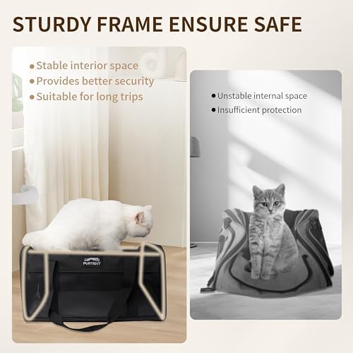 Pet Carrier Airline Approved, Soft Sided Cat Carrier for Small Pets up to 13 lbs, TSA Approved Dog Travel Bag, Portable Soft Sided Pet Carrier for Kittens and Puppies (Black, Travel Litter Box) - Image 6