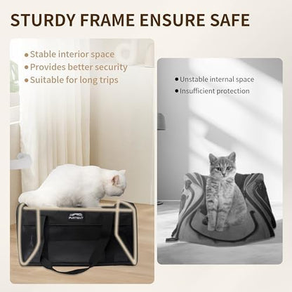 Pet Carrier Airline Approved, Soft Sided Cat Carrier for Small Pets up to 13 lbs, TSA Approved Dog Travel Bag, Portable Soft Sided Pet Carrier for Kittens and Puppies (Black, Travel Litter Box) - Image 6