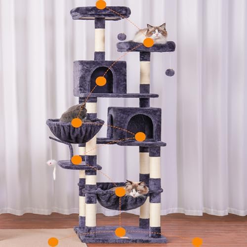 Heybly Cat Tree, 70 inches Tall Cat Tower for Indoor Large Cats HCT032G - Image 5