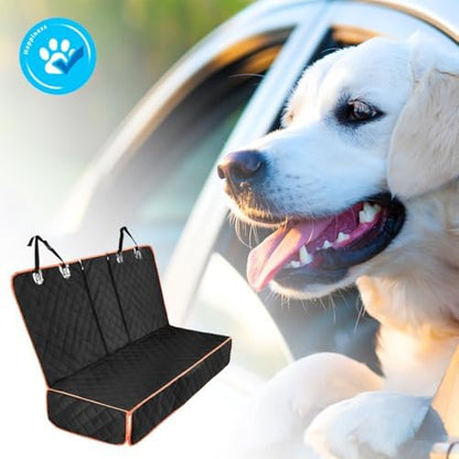 Dog Car Back Seat Cover, Waterproof Scratch-Resistant 600D Heavy Duty Vehicle Pet Bench Seat Protector, Non Slip Automotive Interior Backseat Cushions, Universal for SUV Sedan Truck (Orange) - Image 6