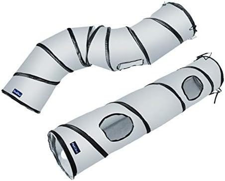 PetLike S Cat Tunnel Collapsible Pop-up Pet Tube Hideaway Play Toy with Ball (1 Way, Grey) by PetsLikePetLike