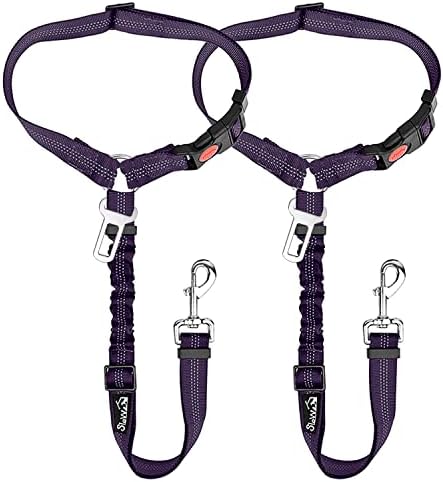 SlowTon Dog Seat Belt for Car, 2 Pack Dog Car Harness Seatbelt with Bungee by SlowTon
