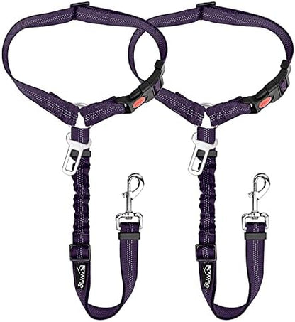 SlowTon Dog Seat Belt for Car, 2 Pack Dog Car Harness Seatbelt with Bungee by SlowTon