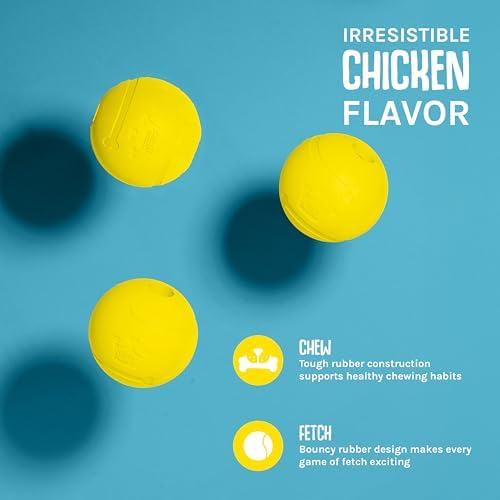 Chew King Flavored Rubber Ball Collection, 2.5 Inch Chicken Flavor Rubber Balls 3-Pk - Image 2