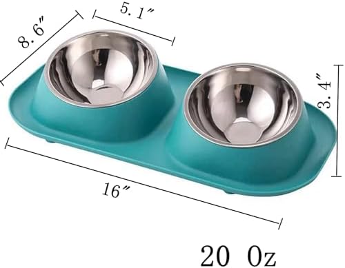 Raised Cat Bowl, No Spill Stainless Steel Elevated Food Bowls Mint - Image 4