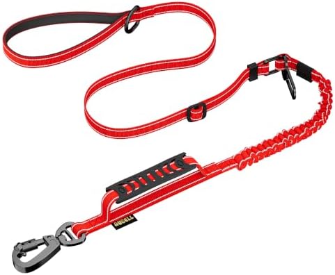 AUBELL Tactical Dog Leash Heavy Duty,4-6ft No Pull Bungee Leash,Red by AUBELL