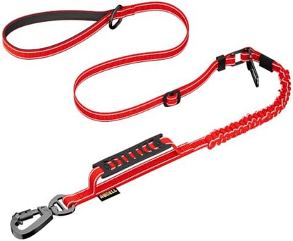 AUBELL Tactical Dog Leash Heavy Duty,4-6ft No Pull Bungee Leash,Red by AUBELL