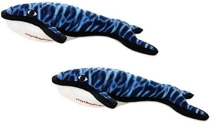 TUFFY - World's Tuffest Soft Dog Toy - Ocean- Squeakers - Multiple Layers. Made Durable, Strong & Tough. Interactive Play (Tug, Toss & Fetch). Machine Washable & Floats. (Whale, Large 2 Pack)